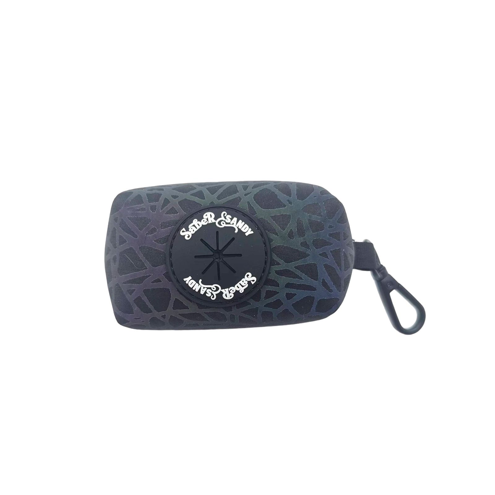 Reflective Visibility Poo Bag Holder Cobble Stone Print-BLACK