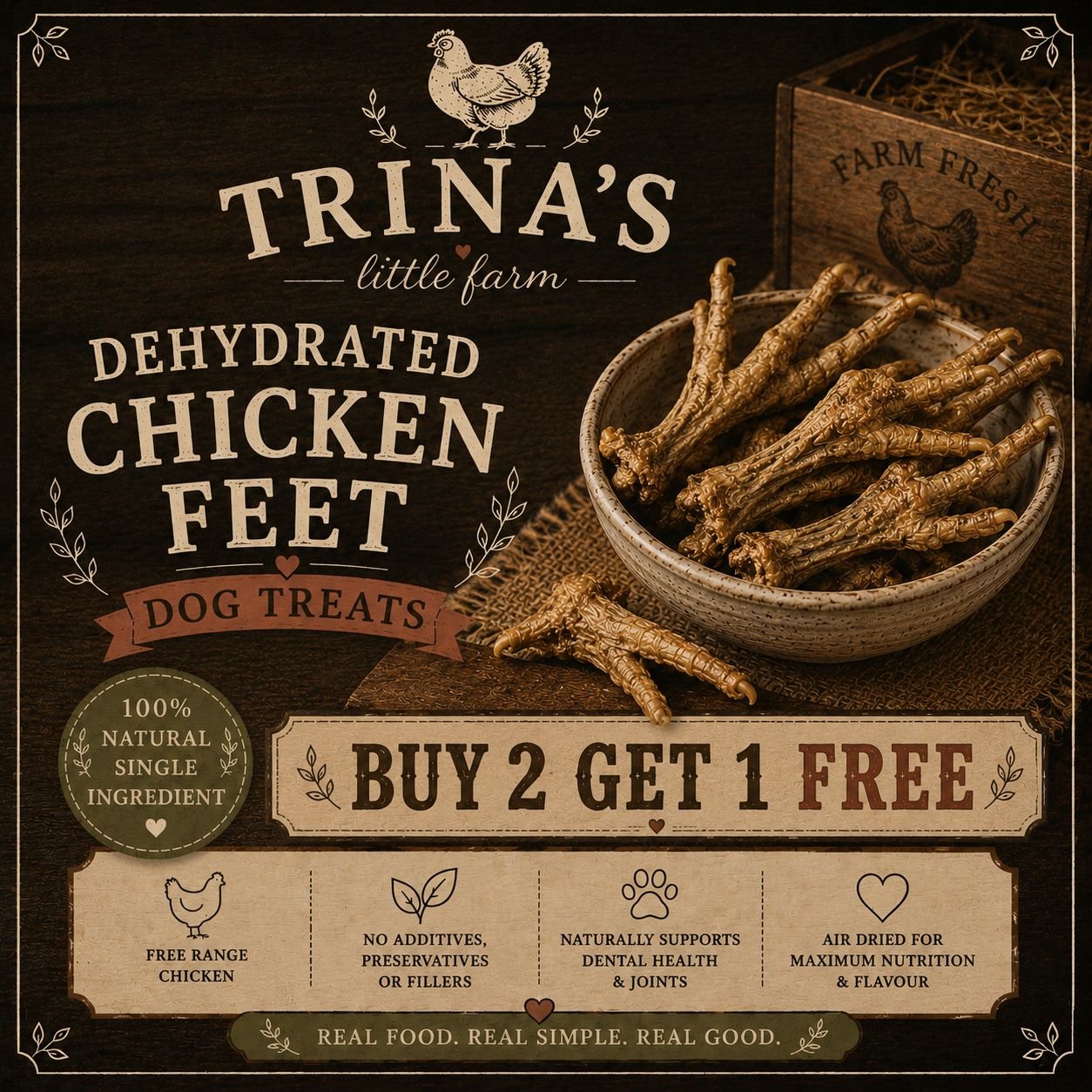 Dehydrated Chicken Feet - New Batch - Buy 2 get 1 FREE - Limited Stock