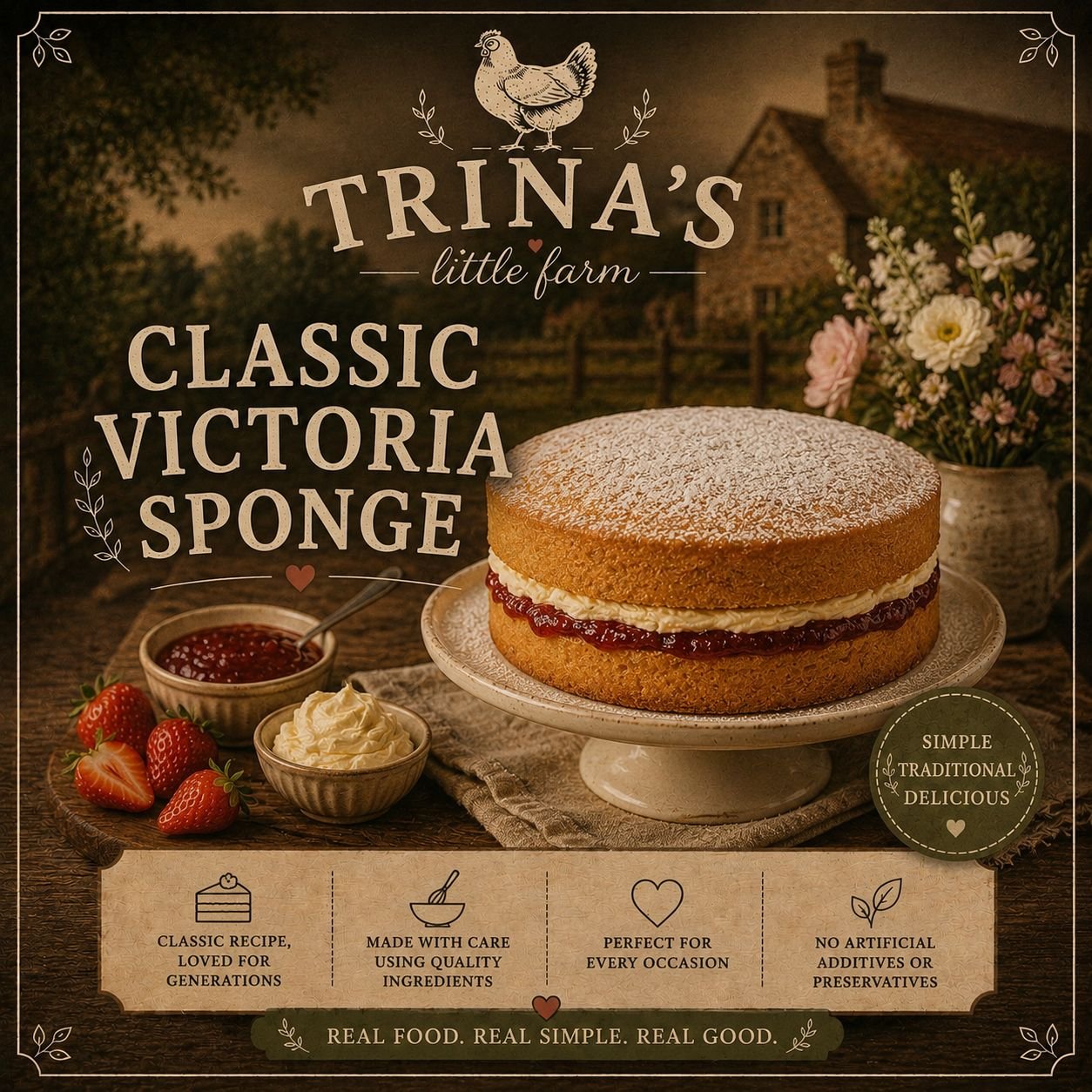Victoria Sponge Cake - Serves 8-10