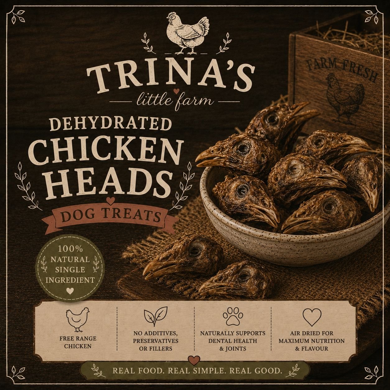 Dehydrated Chicken Heads (Pack of 7)