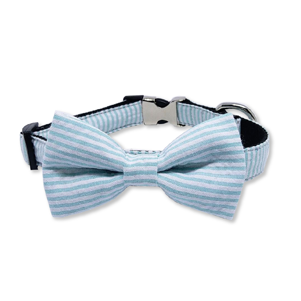 RiverSide - Blue Striped Bow Tie and Collar Set