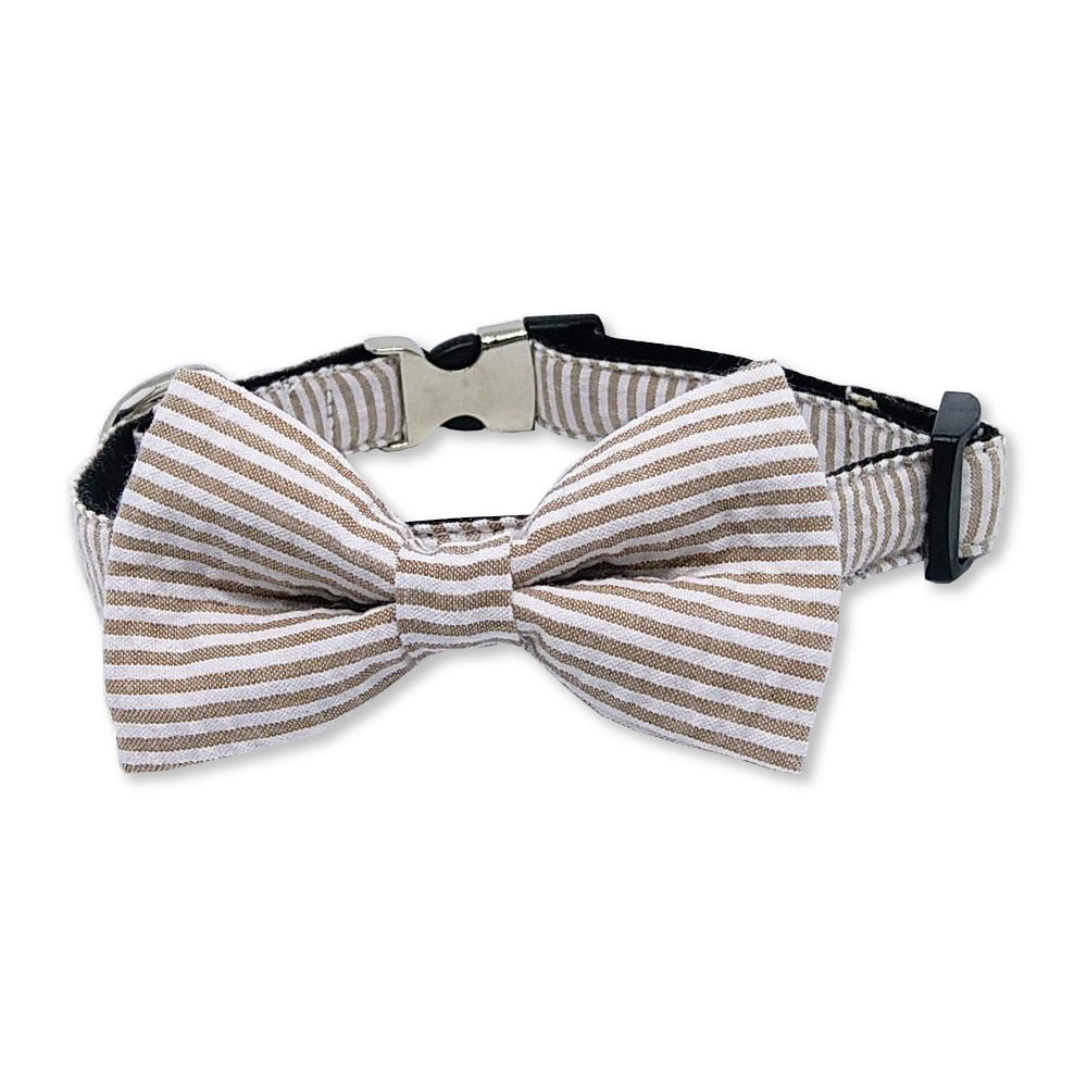 RiverSide - Coffee Striped Bow Tie and Collar Set