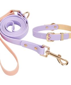 Soft Lilac Waterproof - Two tone Leash and Collar set - leash 1.4mt